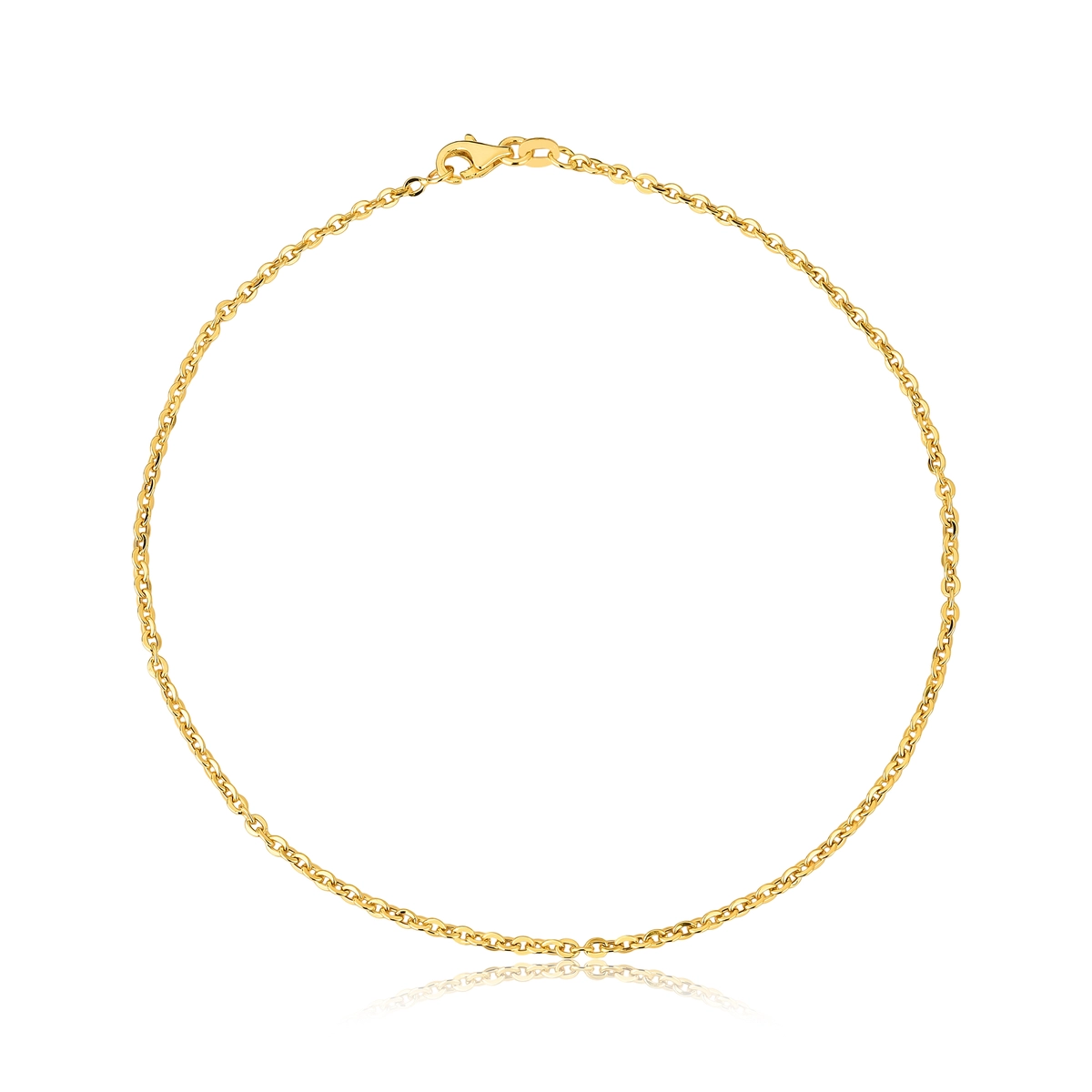 Tornozeleira malha Bailarina ouro 18k polida fecho lagosta 24CM