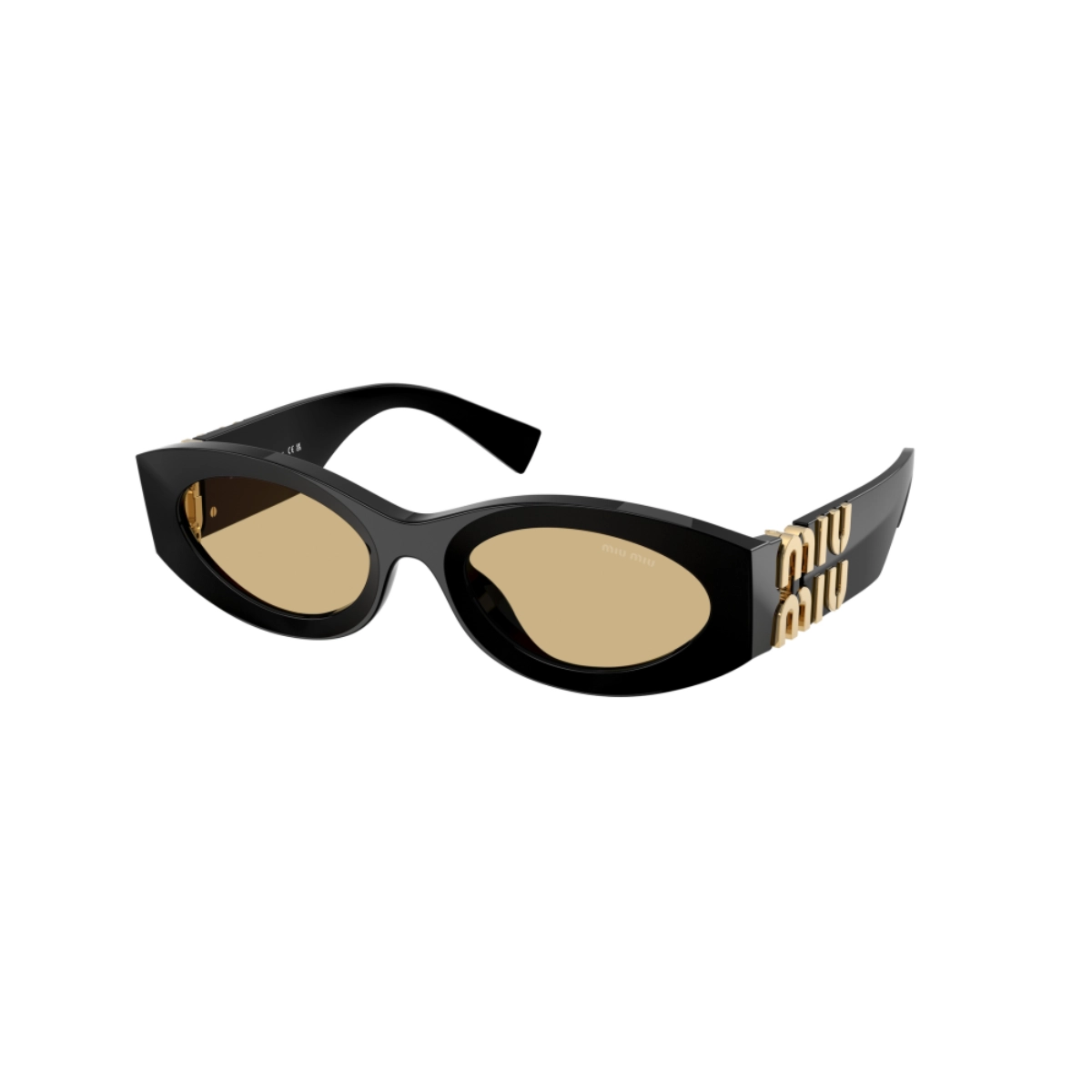 Óculos de Sol Miu Miu 0MU 11WS 16K10R54 Acetato Preto com lentes na cor Amarelo