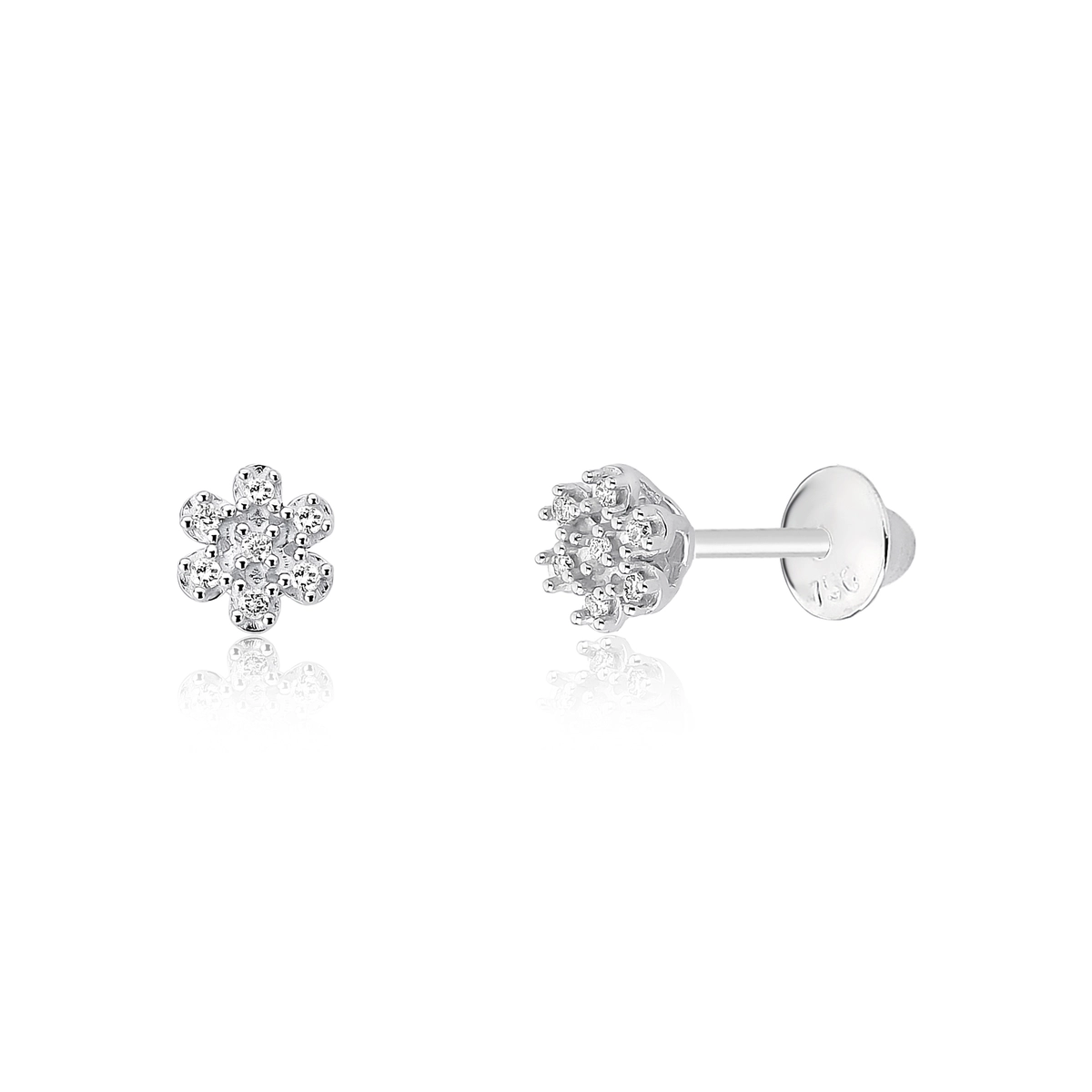 Brinco Gifts Splendide ouro branco 18k flor com 8,4pts de Diamantes