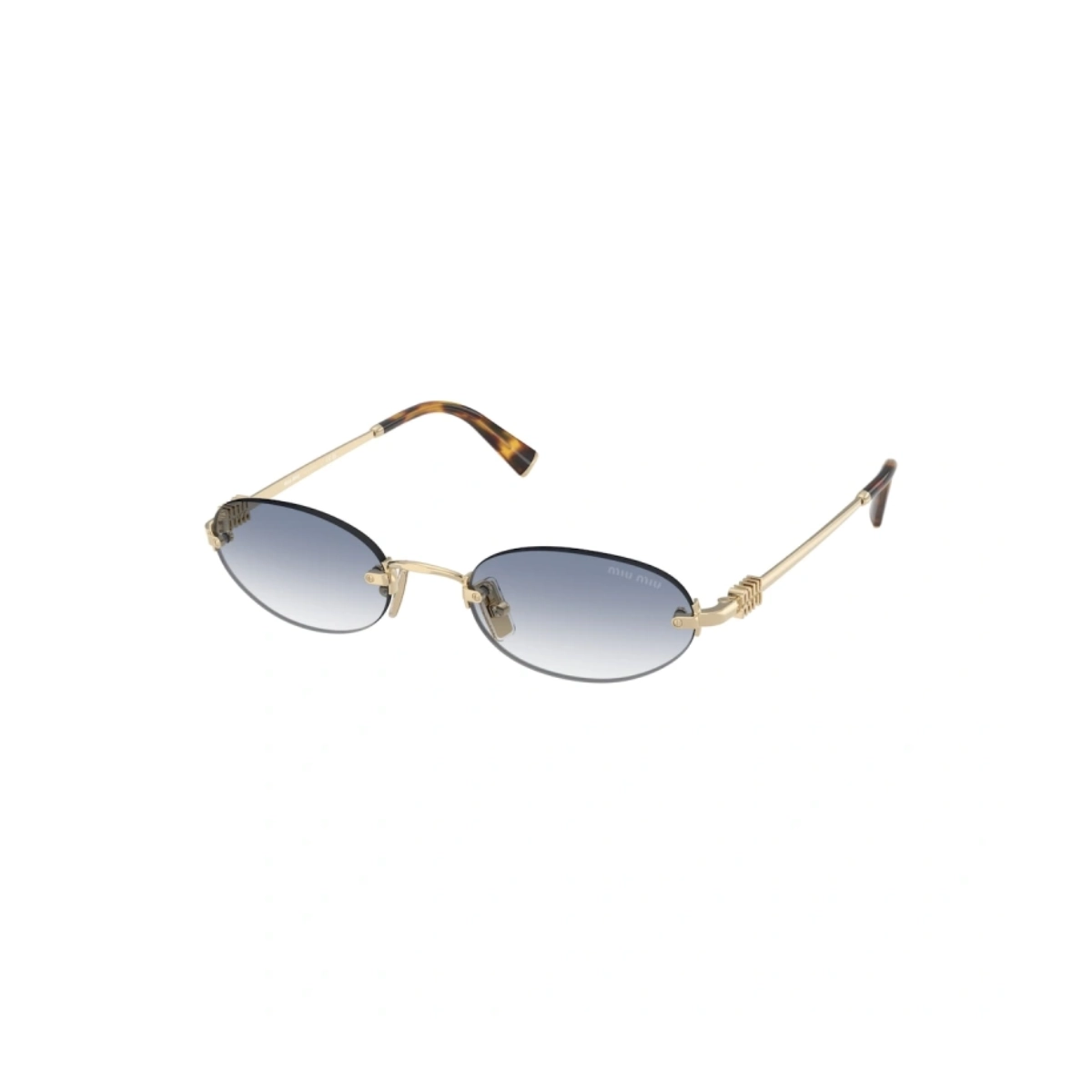 Óculos de Sol Miu Miu 0MU A54S ZVN80O51 Metal Dourado com lentes na cor Azul Degradê