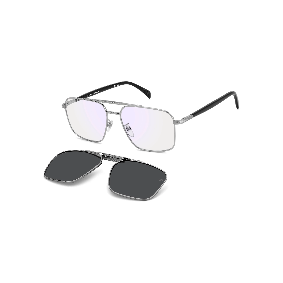 Óculos de Grau David Beckham DB 1187/G/S KJ1 5716 S Metal Cinza com Clip-On na cor Cinza Polarizado
