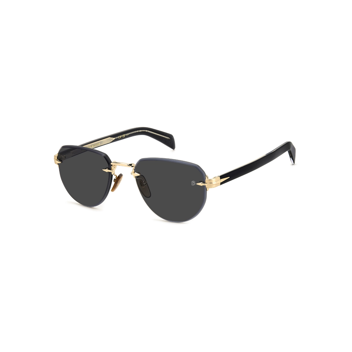 Óculos de Sol David Beckham DB 7144/S RHL 55IR S Metal Preto e Dourado com lentes na cor Cinza