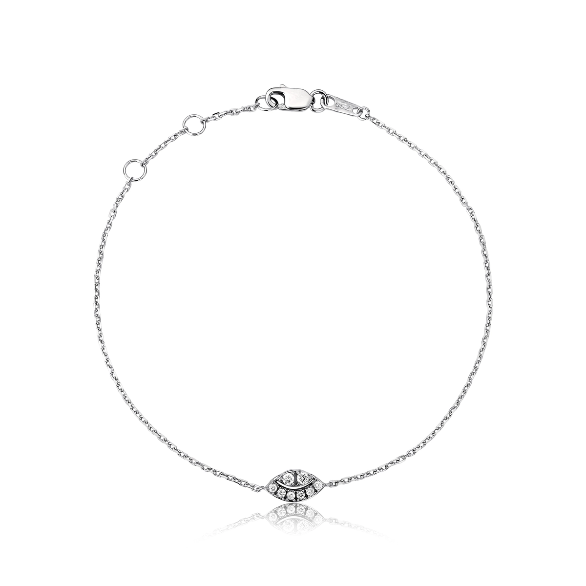 Pulseira elo Cadeado ouro branco cm navete de Diamantes