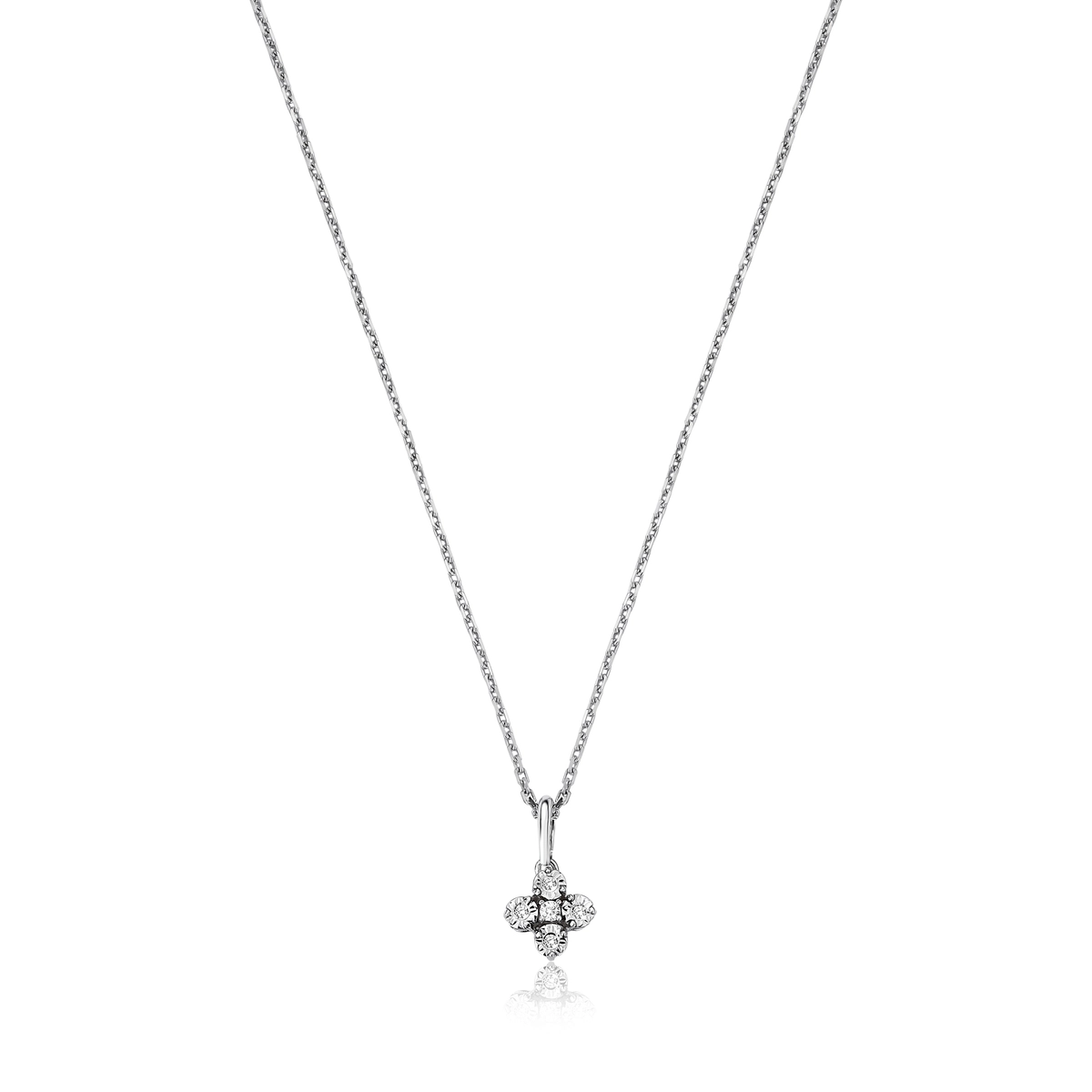 Gargantilha ouro branco 18k pingente com 4pts de Diamantes