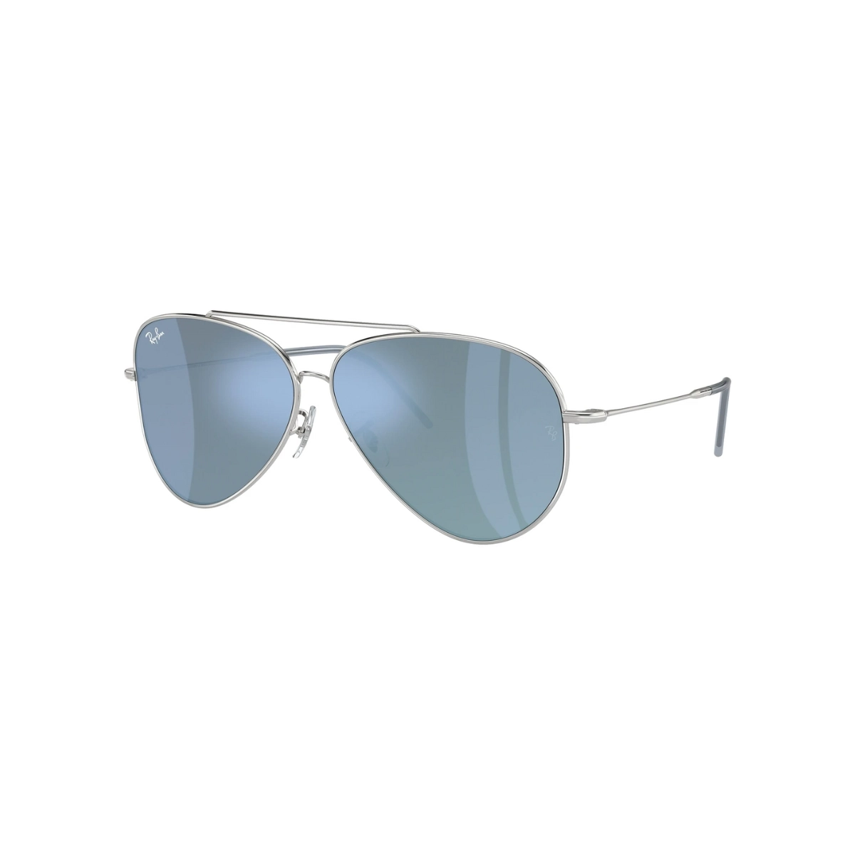 Óculos de Sol Ray-Ban Aviator 0RBR101S 003/GA62 Metal Prateado com lentes na cor Azul Claro