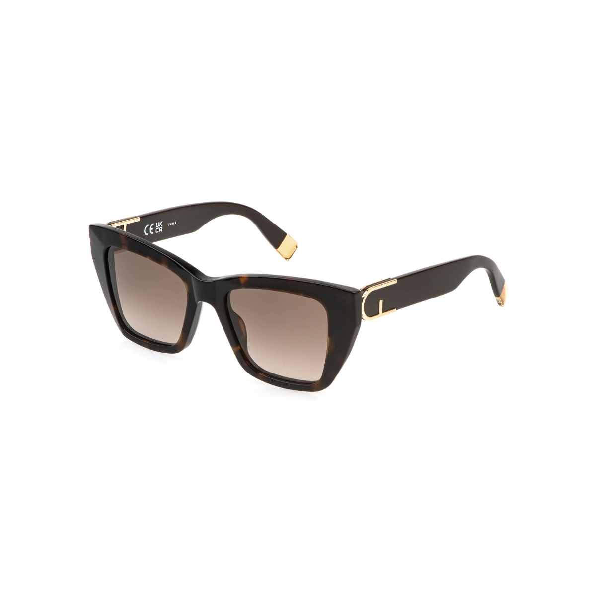 Óculos de Sol Furla SFU882 5204BL Acetato Marrom Mesclado com lentes na cor Marrom Degradê