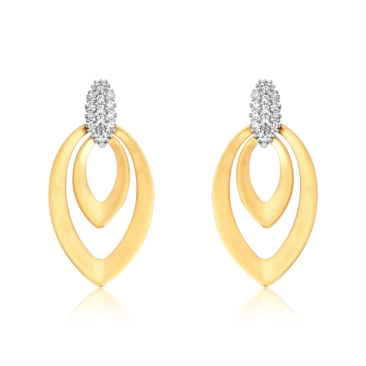 Brinco gotas ouro 18k com Zircônias