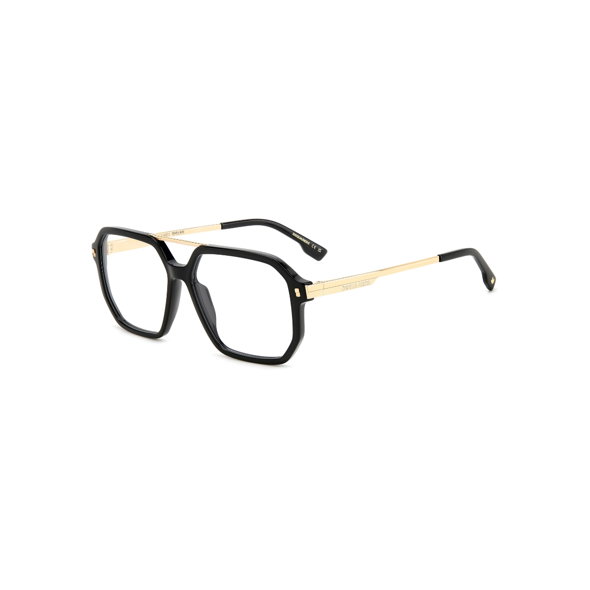 Óculos de Grau Dsquared2 D2 0123 2M2 5614 Acetato Preto e Dourado