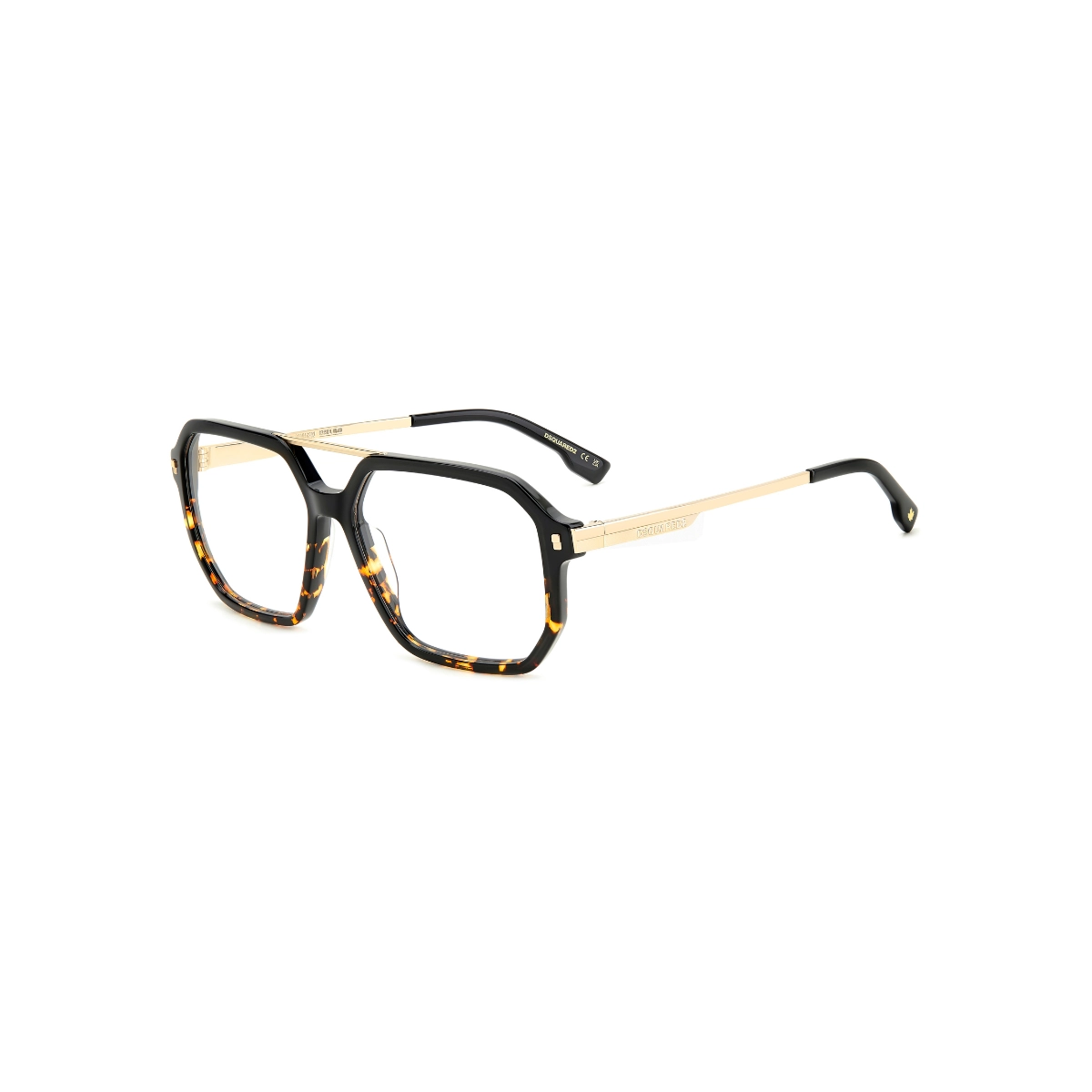 Óculos de Grau Dsquared2 D2 0123 WR7 5614 Acetato Marrom Mesclado e Dourado