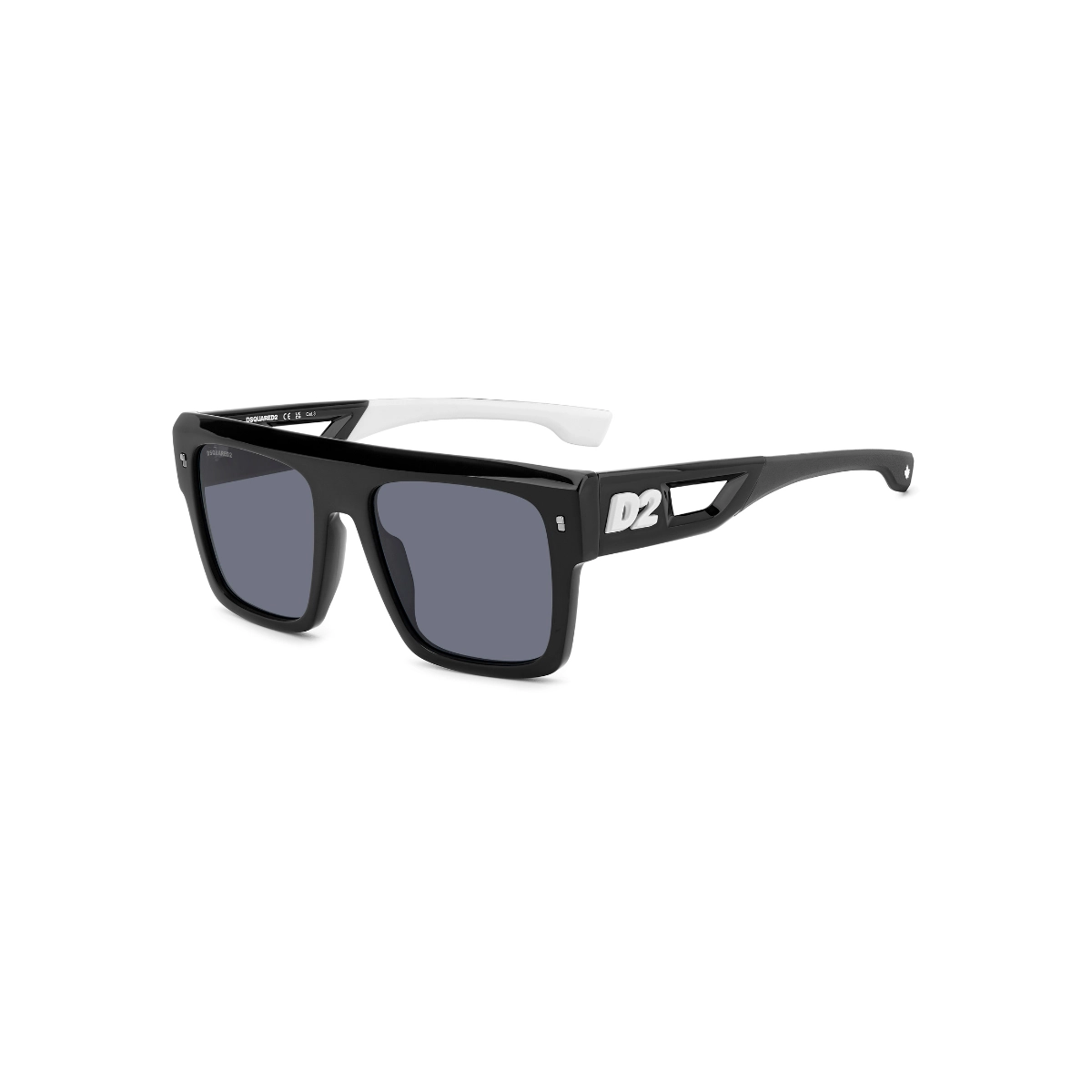 Óculos de Sol Dsquared2 D2 0127/S 80S 56IR Acetato Preto e Branco com lentes na cor Cinza