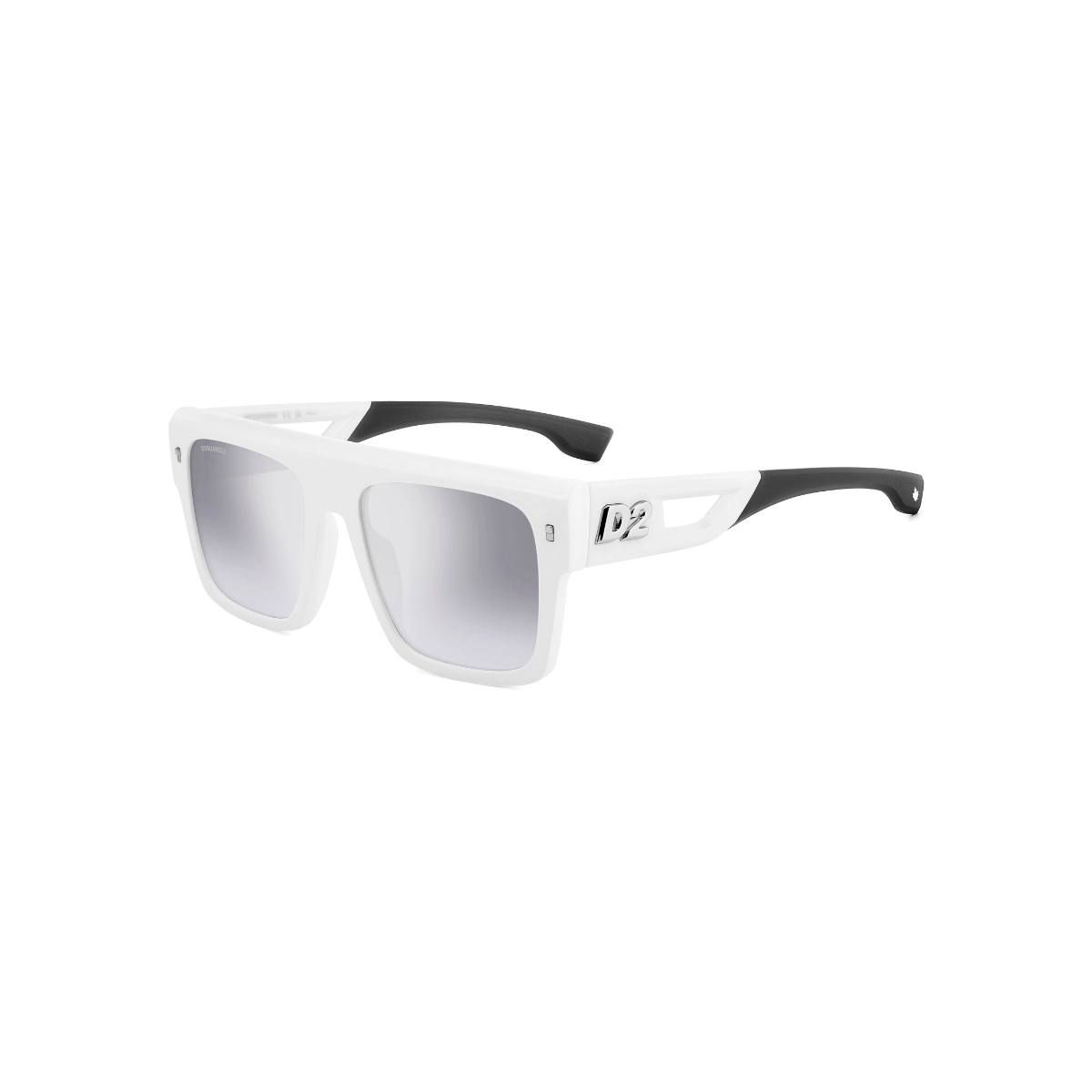 Óculos de Sol Dsquared2 D2 0127/S CCP 56IC Acetato Branco e Preto com lentes na cor Cinza Espelhado Degradê