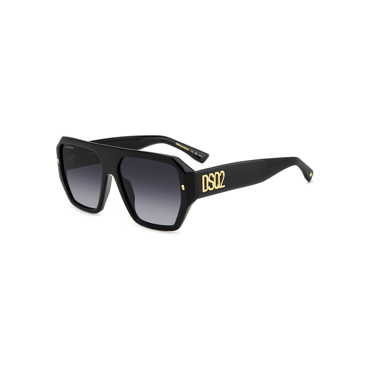 Óculos de Sol Dsquared2 D2 0128/S 807 589O Acetato Preto com lentes na cor Cinza Degradê