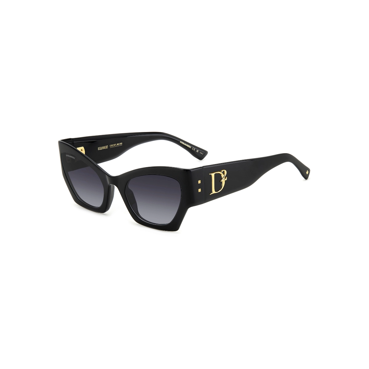 Óculos de Sol Dsquared2 D2 0132/S 807 559O Acetato Preto com lentes na cor Cinza Degradê