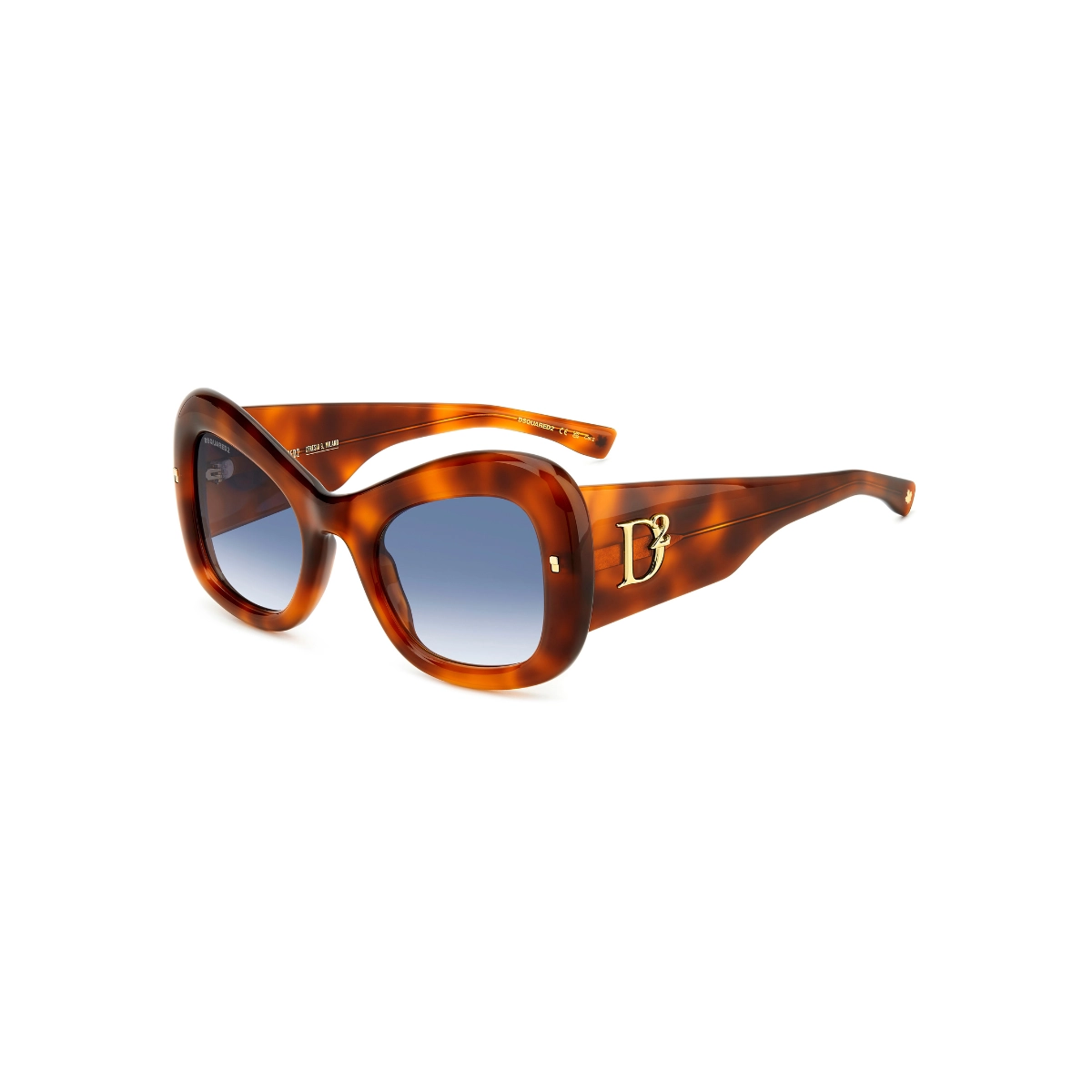 Óculos de Sol Dsquared2 D2 0137/S XNZ 5408 Acetato Marrom Mesclado com lentes na cor Azul Degradê