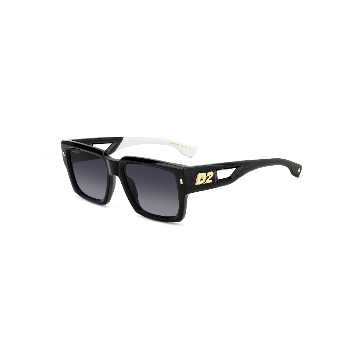Óculos de Sol Dsquared2 D2 0143/S 807 539O Acetato Preto e Branco com lentes na cor Cinza Degradê