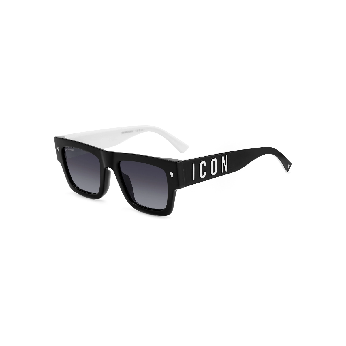 Óculos de Sol Dsquared2 ICON 0021/S 807 529O Acetato Preto e Branco com lentes na cor Cinza Degradê