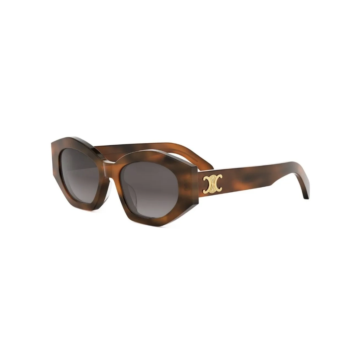 Óculos de Sol Celine CL40238U_5553F Acetato Marrom Mesclado com lentes na cor Cinza Degradê