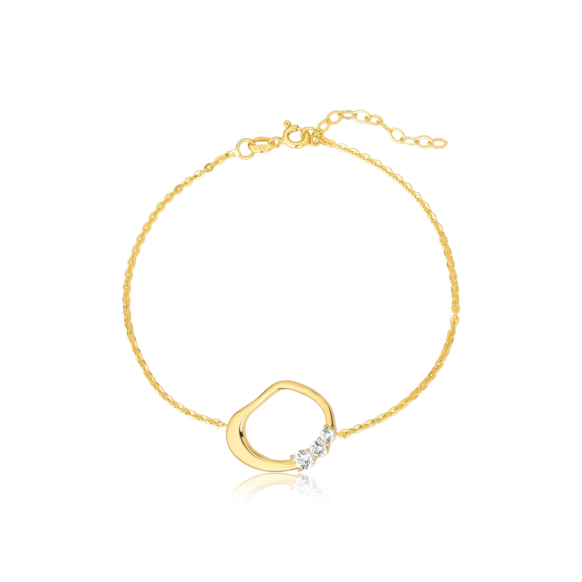 Pulseira For me Organic de elos prata 925 dourada pingente orgânico com gemas de Topázios