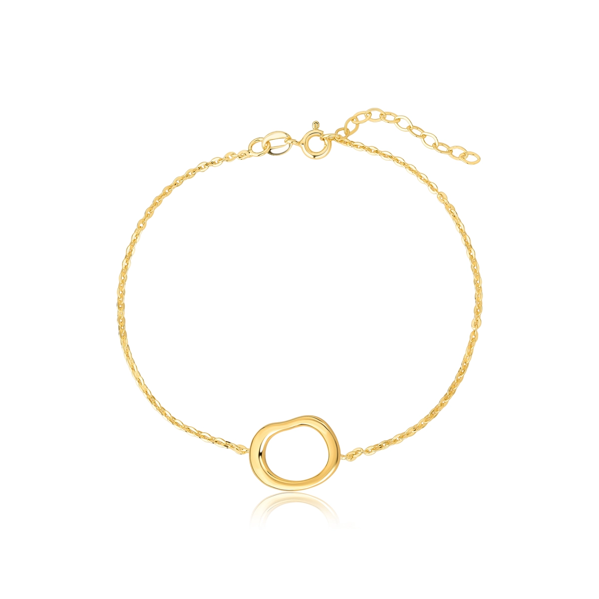 Pulseira For me Organic de elos prata 925 dourada pingente orgânico vazado