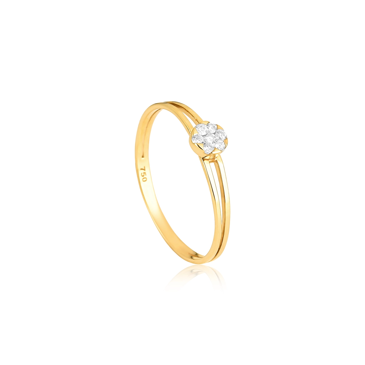 Anel dois aros ouro 18k redondo com 7,5pts de Diamantes