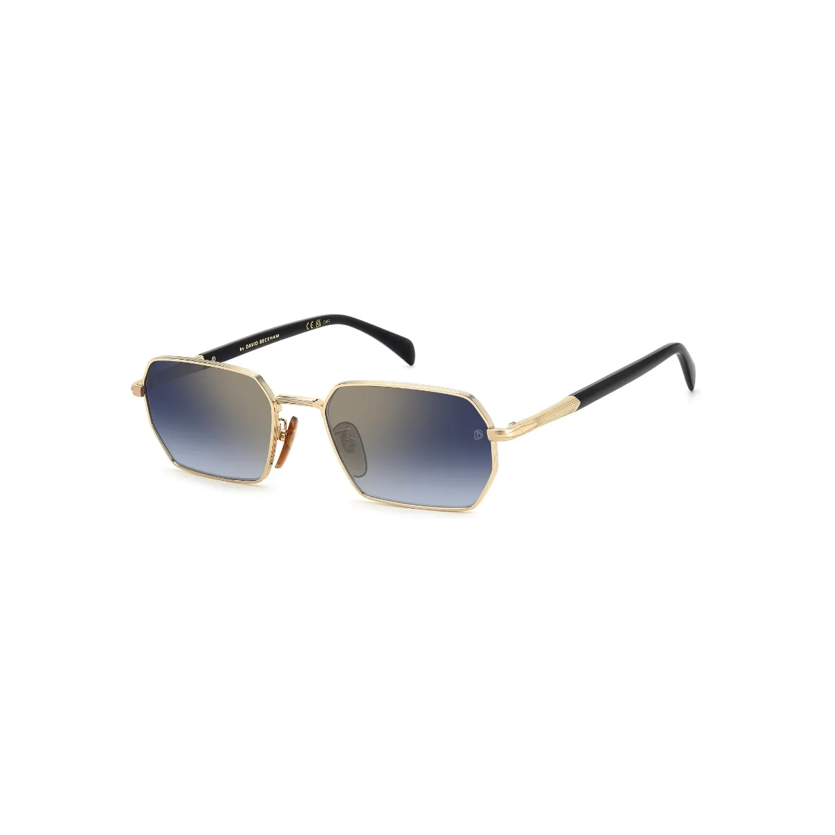Óculos de Sol David Beckham DB 1174/S RHL 551V Metal Dourado com lentes na cor Azul Degradê