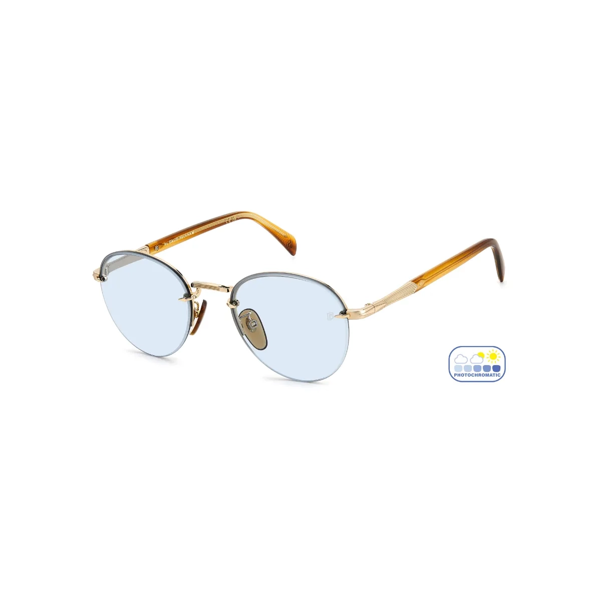 Óculos de Sol David Beckham DB 1173/S T5U 51QZ S Metal Dourado e Marrom Mesclado com lentes na cor Azul Fotocromático