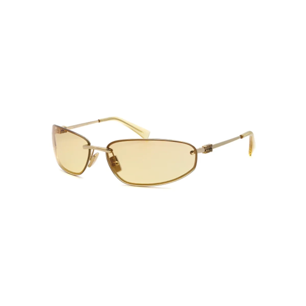 Óculos de Sol Miu Miu 0MU A50S 5AK7R168 Metal Dourado com lentes na cor Amarelo Degradê