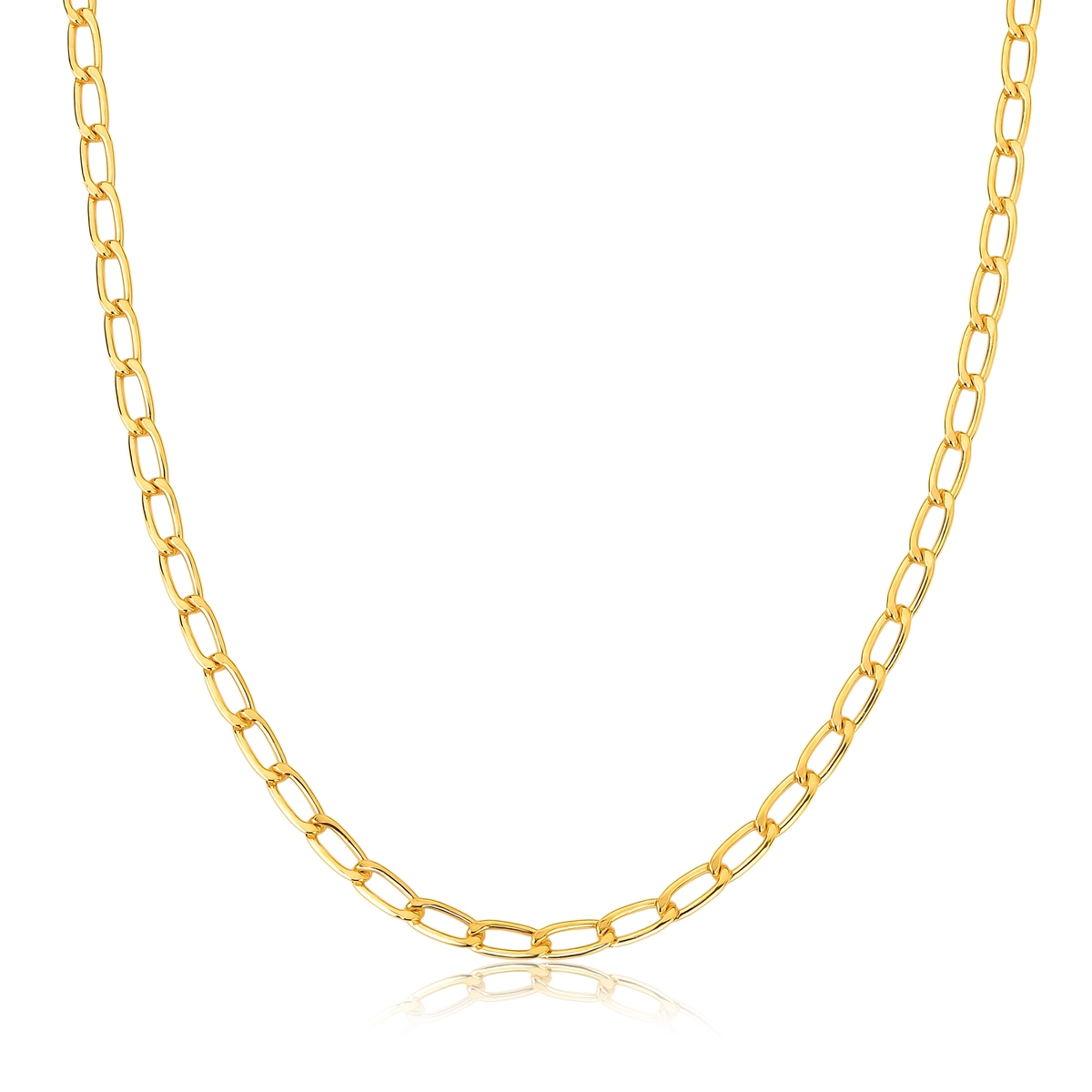 Corrente For me Groumet prata 925 dourada elo alongado 45CM