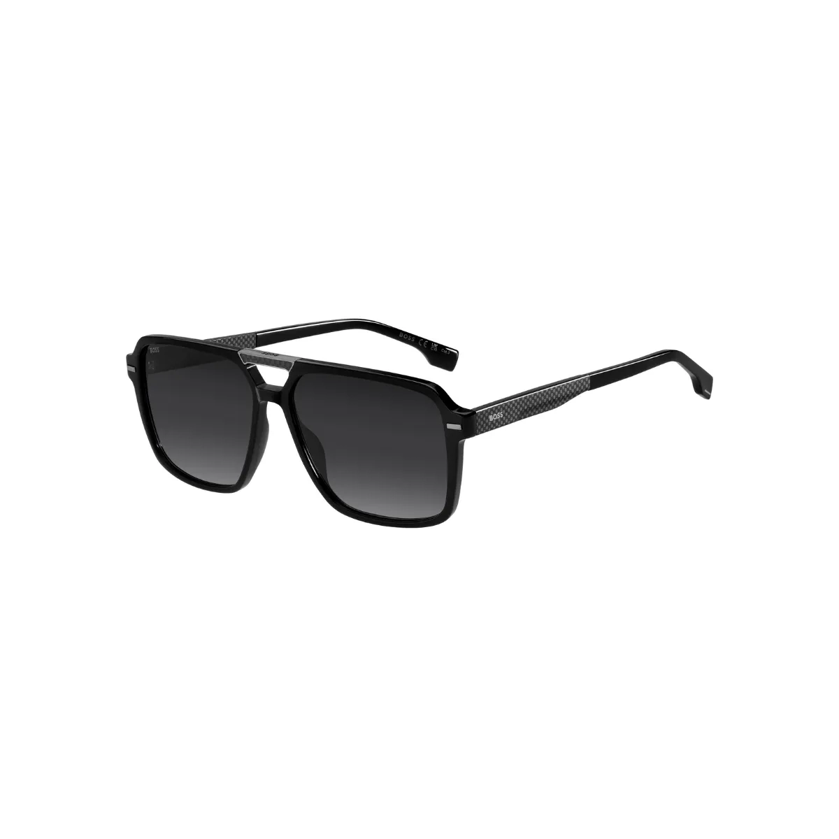 Óculos de Sol Hugo BOSS 1766/S 807 599O Acetato Preto com lentes na cor Cinza Degradê