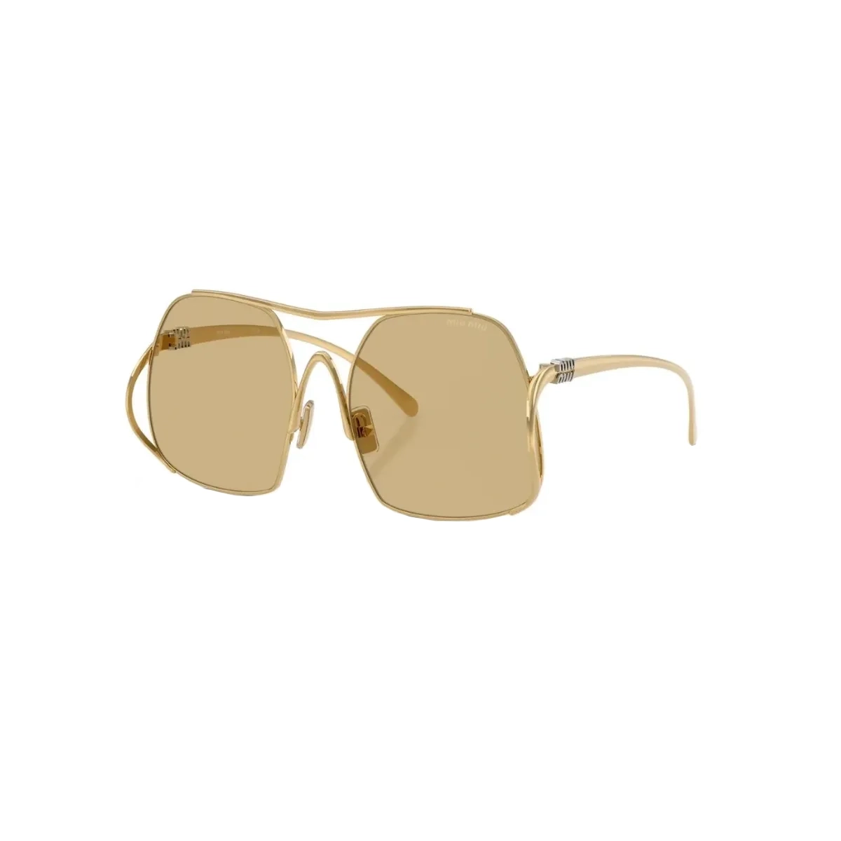 Óculos de Sol Miu Miu 0MU A55S 5AK10R57 Metal Dourado com lentes na cor Amarelo