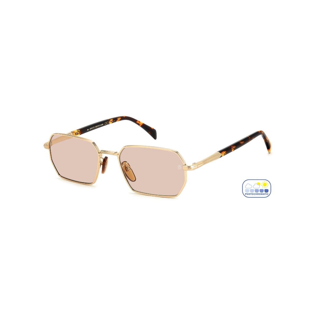 Óculos de Sol David Beckham DB 1174/S J5G 553O S Metal Dourado com lentes na cor Nude Fotocromático