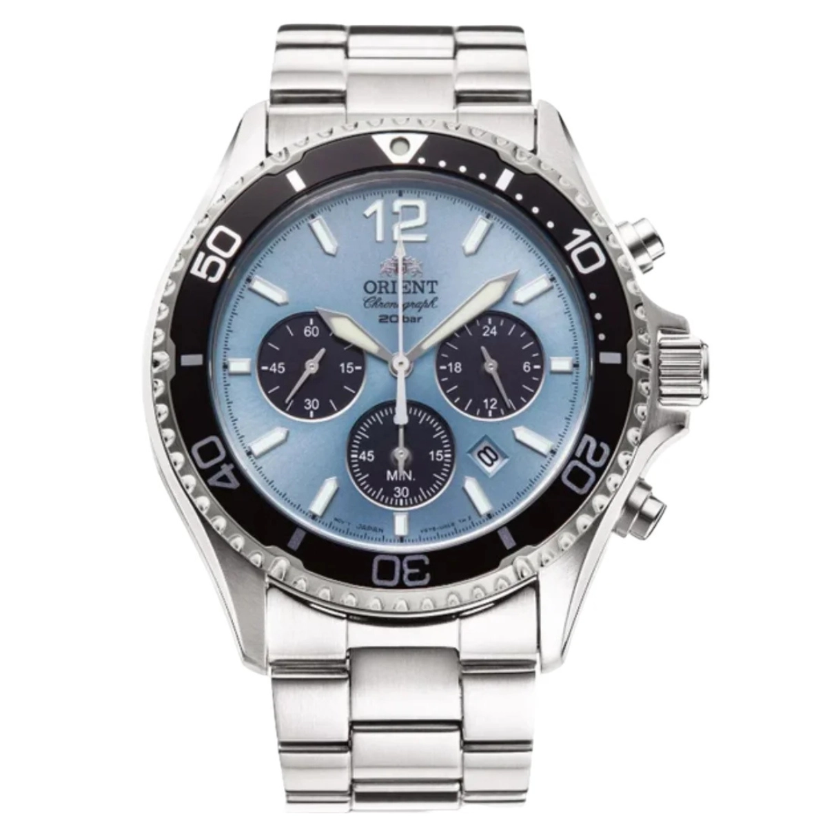 Relógio Orient Mako Sports Cronógrafo Solar - RA TX0206L10B A2SX Azul