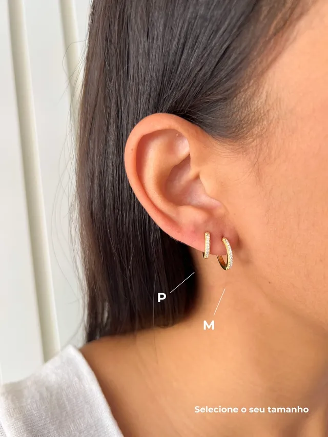 Argola Click Cravejada - Dourada