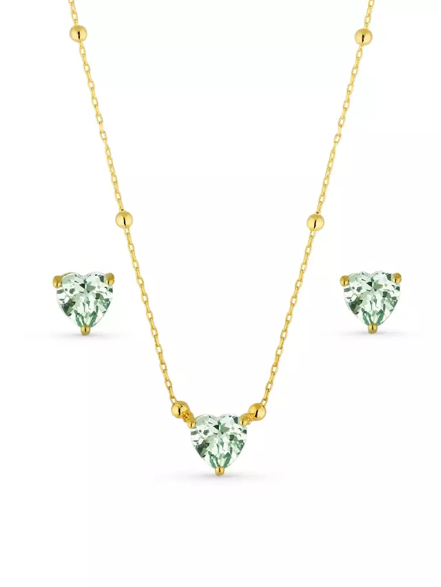 Conjunto Coração Aqua - Dourado