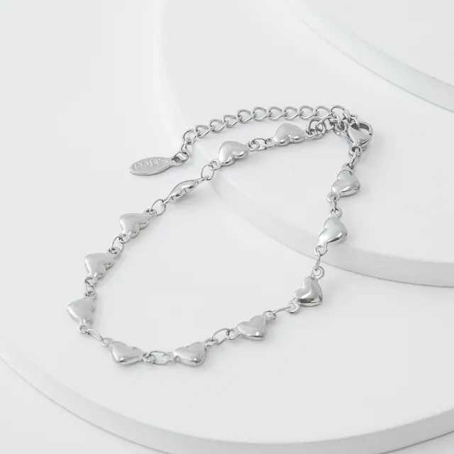 Pulseira corações 3D em aço inoxidável