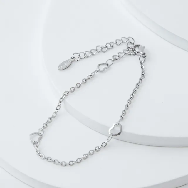 Pulseira corrente com coração prata em aço inoxidável.