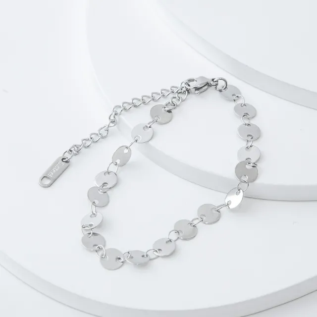 Pulseira mini círculos prata em aço inoxidável