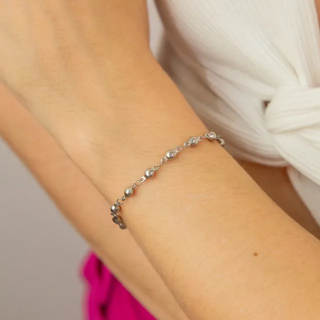 Pulseira Corrente de bolinhas 4mm Minimalista em Aço Inoxidável
