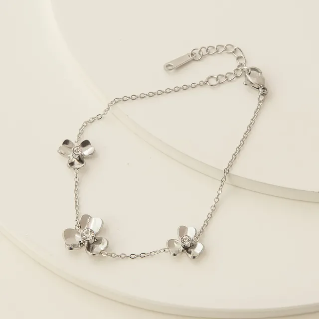 Pulseira 3 Flores Inspiração Van em Aço Inoxidável