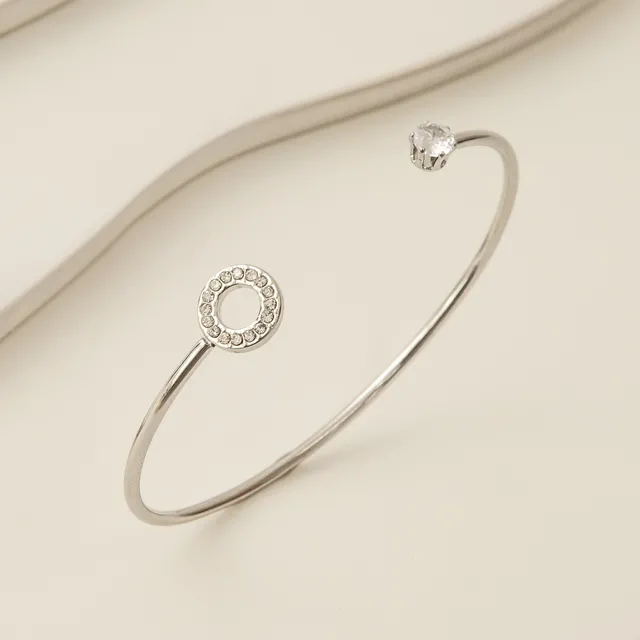 Bracelete Regulável Fio Circulo Cravejado em Aço Inoxidável