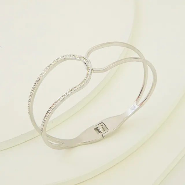 Bracelete Entrelaçado c/ Zircônia em Aço Inoxidável