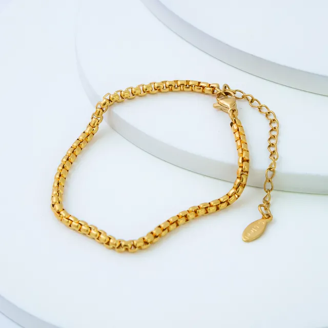 Pulseira Dourada Granulos em Aço Inoxidável