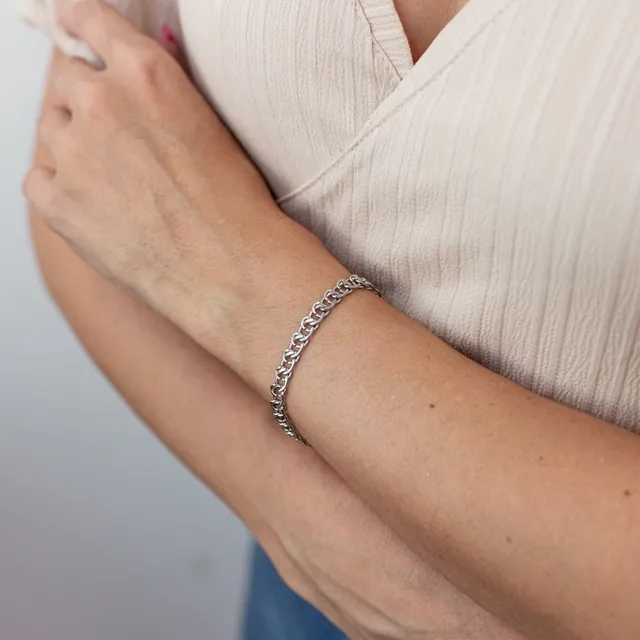 Pulseira Corrente Cruzada Em Aço Inoxidável