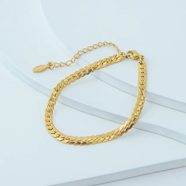 Pulseira Dourada Grumet Fita em Aço Inoxidável