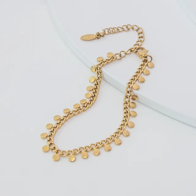 Pulseira Dourada Medalhinhas em Aço Inoxidável