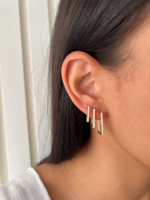 Trio Retangular Cravejado - Dourado