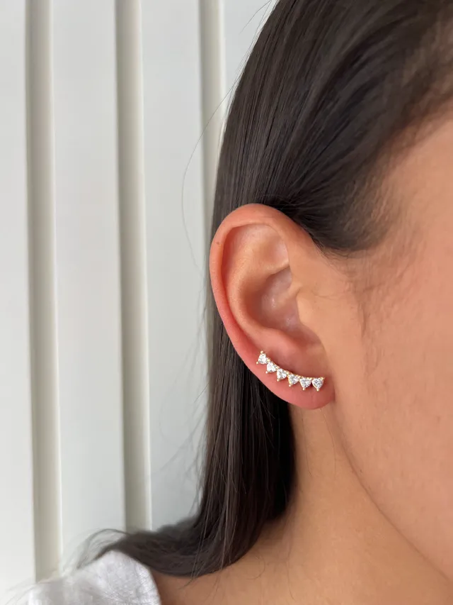 Earcuff Coração de Zircônia - Dourado