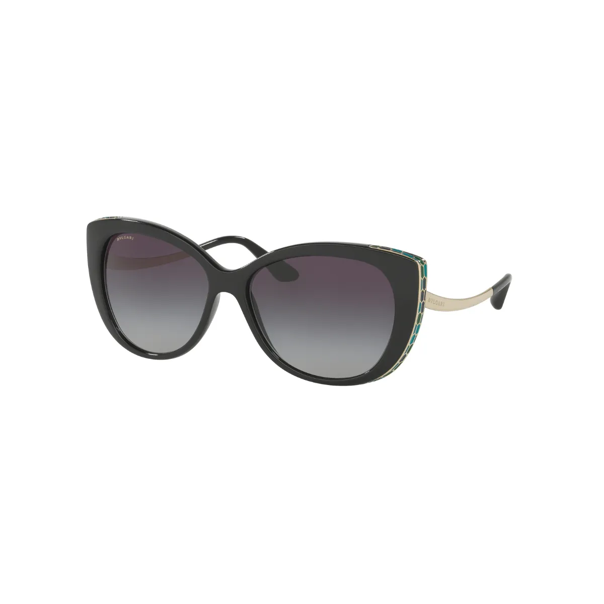 Óculos de Sol Bvlgari 0BV8178 901/8G57 Acetato Preto com lentes na cor Fumê Degradê