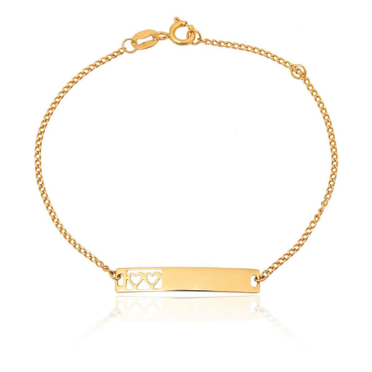 PULSEIRA INFANTIL DE OURO 18K MELINDROSA CORAÇÕES VAZADOS-15CM