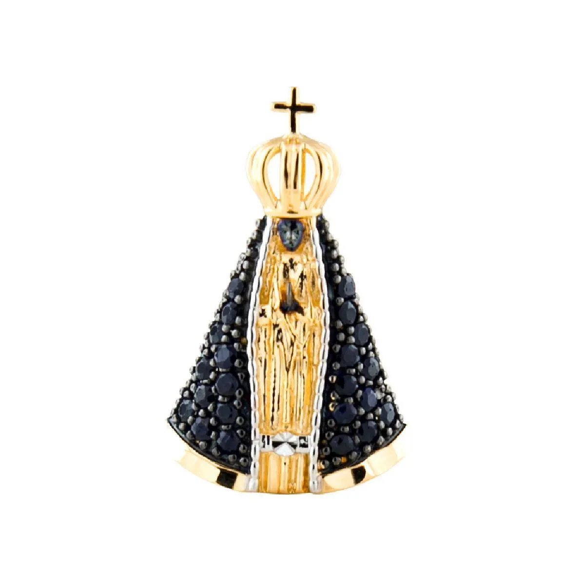 Pingente de Ouro 18k N.S.Aparecida de Safiras Black